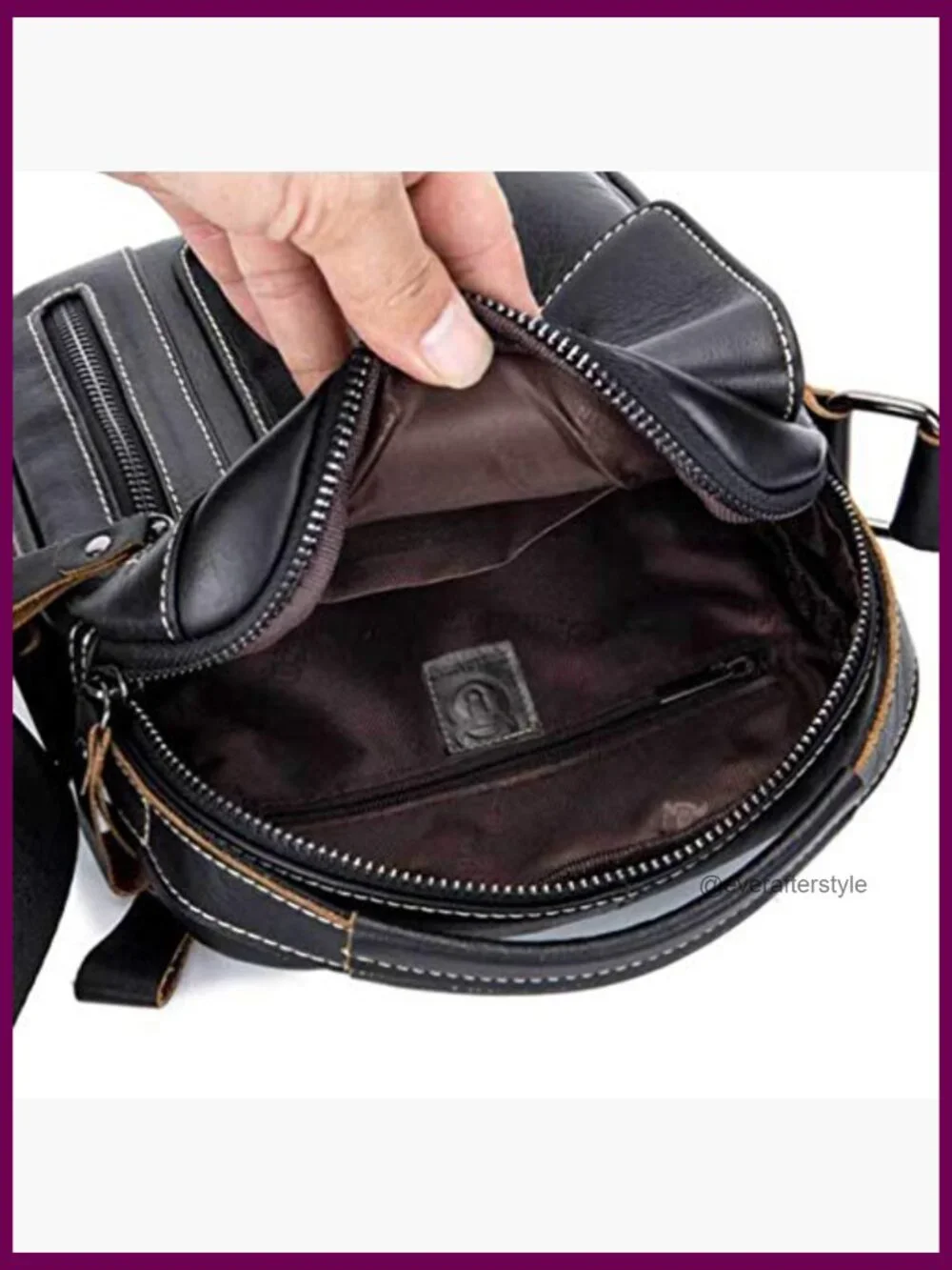 Genuine Leather Crossbody Messenger Bag for Men Business Travel Outdoor